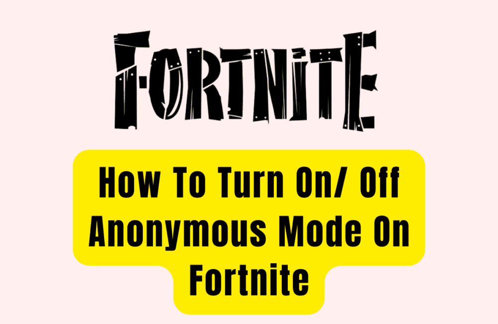 How To Turn On Off Anonymous Mode On Fortnite