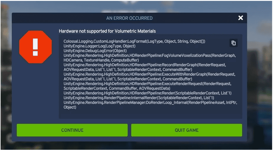 How to Fix “An error has occurred Hardware not supported for Volumetric Materials” on Cities Skylines 2 2 How to Fix An error has occurred Hardware not supported for Volumetric Materials on Cities Skylines 2