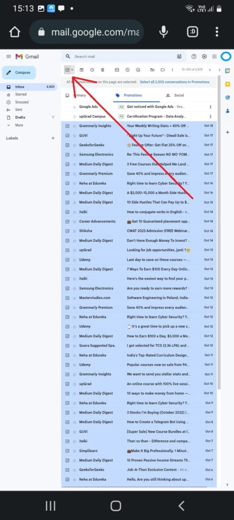 How To Delete More Than 50 Emails In Gmail 6 How to delete more than 50 email on gamil on android step 6