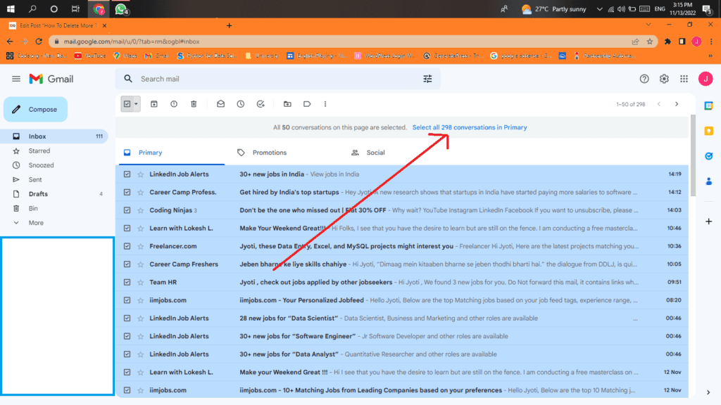 How To Delete More Than 50 Emails In Gmail 17 How to delete more than 50 email on gmail on PC step 3