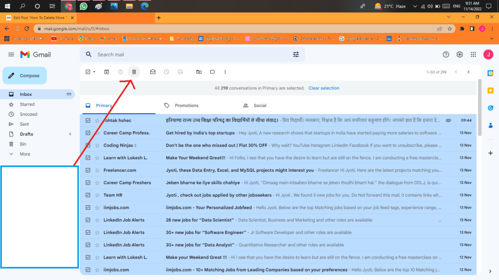 How To Delete More Than 50 Emails In Gmail 18 How to delete more than 50 email on gmail on PC step 4