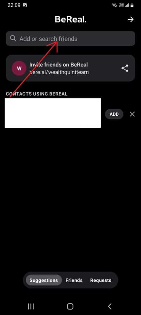 How To Find Friends On BeReal 4 How to find freiends on BeReal Step 4