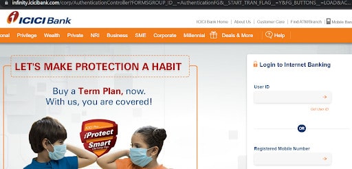 ICICI Bank Mini statement: Missed Call Number, SMS Banking 9 ICICI Bank Home Page