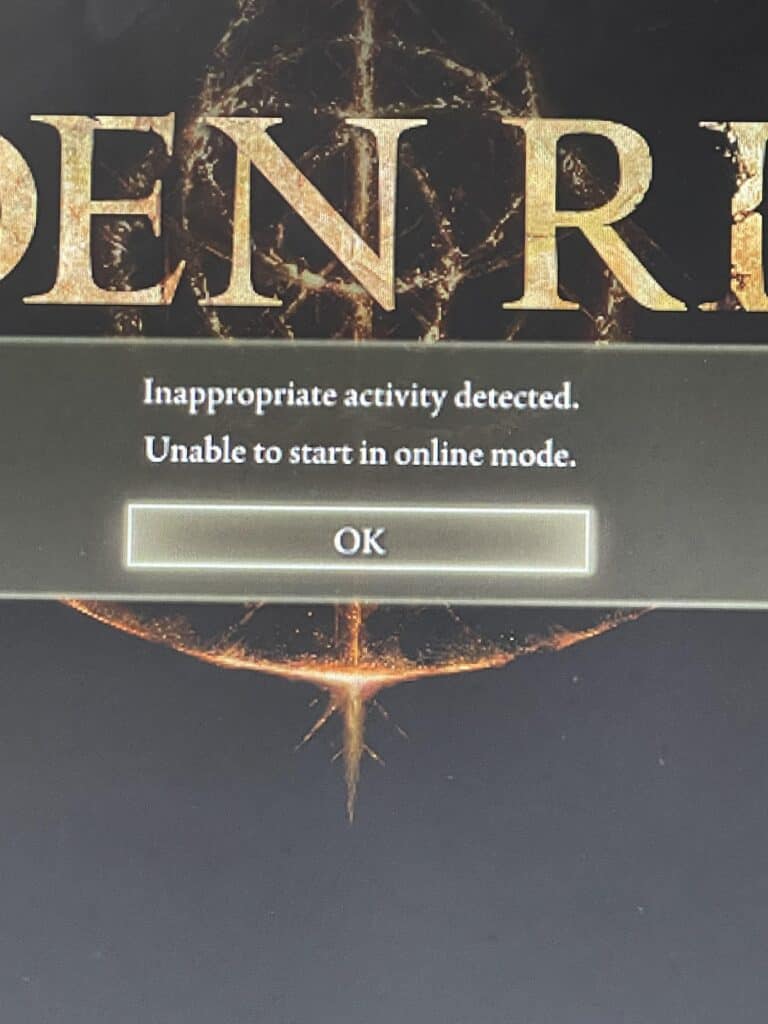 How to Fix "Inappropriate Activity Detected" in Elden Ring? 2 Inappropriate Activity Detected Elden Ring SC