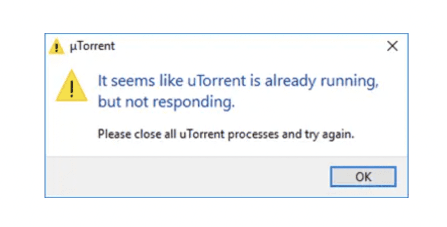 It Seems Like uTorrent Is Already Running But Not Responding