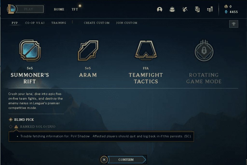 League of Legends Error 5C Trouble Fetching Information