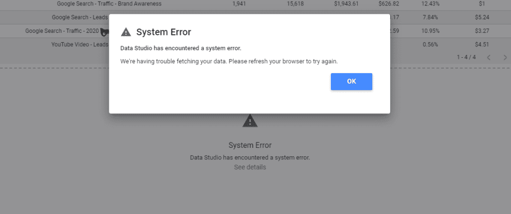 How To Fix Looker Studio Has Encountered A System Error 1 Looker Studio Has Encountered A System Error