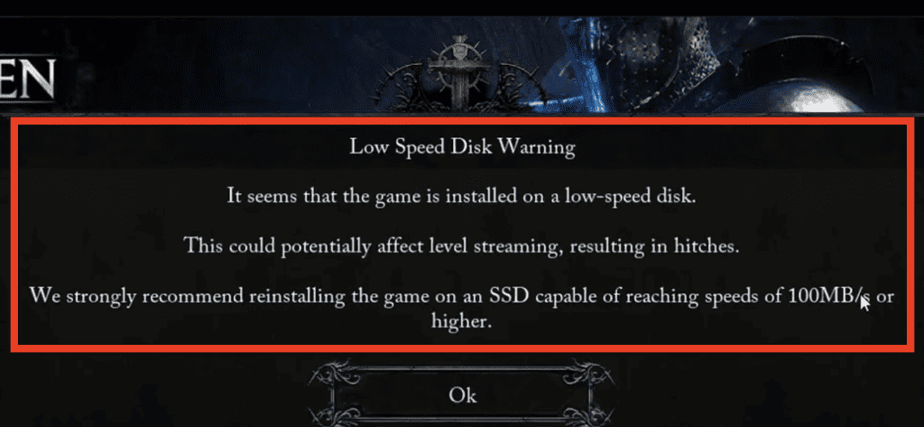 How to Fix "Low Speed Disk Warning" on Lords of the Fallen 2 Lords of the Fallen Low Speed Disk Warning