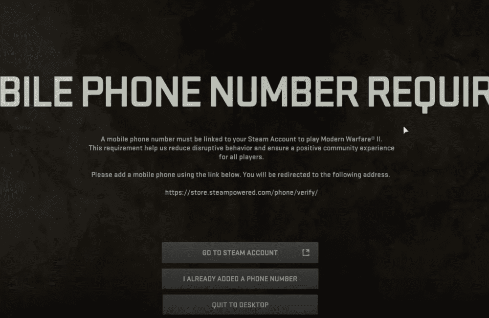 Fix: Mobile Phone Number Required Modern Warfare 2 1 Mobile Number Required Modern Warfare 2