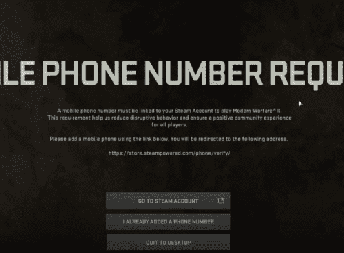 Mobile Number Required Modern Warfare 2