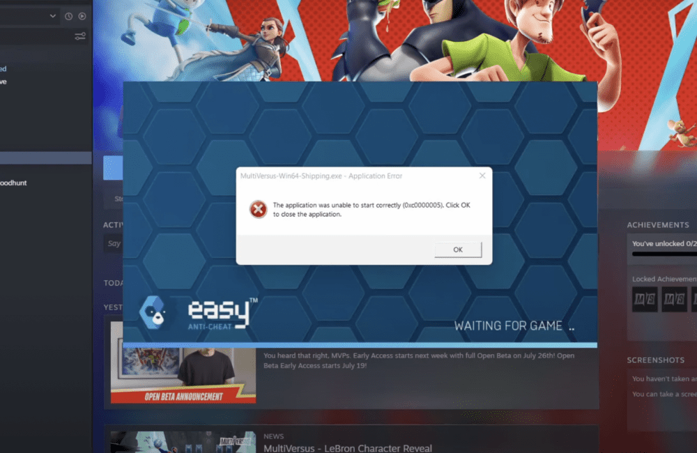 MultiVersus The application was unable to start correctly 1