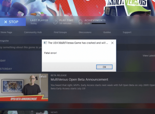 MultiVersus fatal error