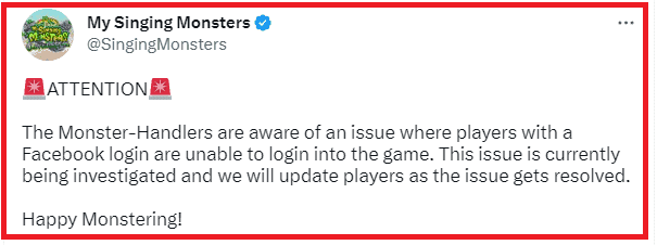 How to Fix My Singing Monsters Facebook Login Not Working 1 My Singing Monsters Facebook Login Not Working