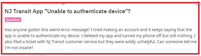 How To Fix "Unable To Authenticate Device" On NJ Transit 1 NJ Transit Unable To Authenticate Device