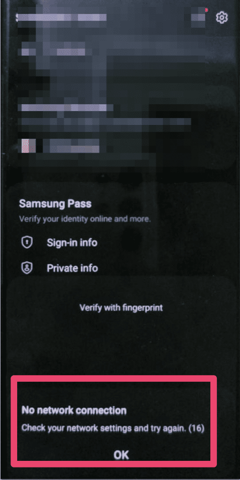 How to Fix "No Network Connection" in Samsung Pass 1 No Network Connection Samsung pass