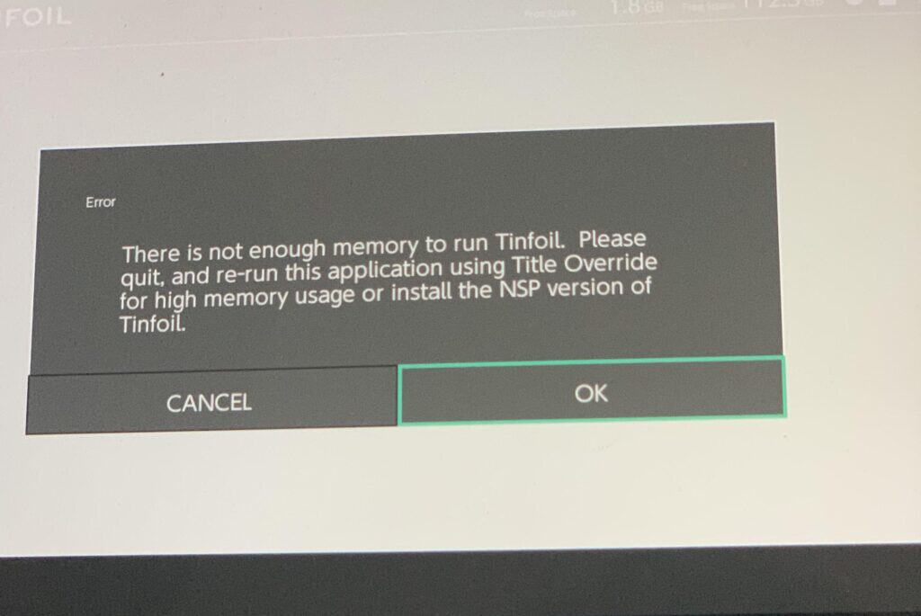 How To Fix Not Enough Memory To Run Tinfoil 2 Not Enough Memory To Run Tinfoil Occurs