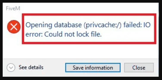 How To Fix “Opening Database Research Failed Io Error Could Not Lock File” On FiveM 1 Opening Database Research Failed Io Error Could Not Lock File
