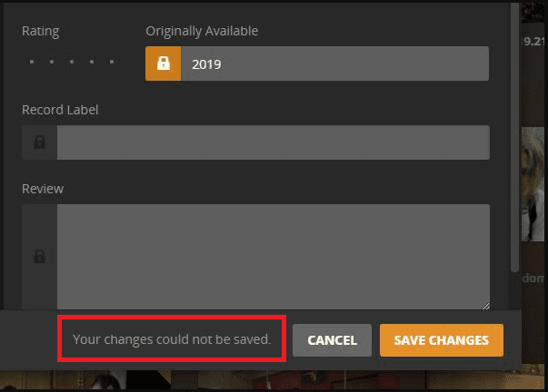 How to Fix "Your Changes Could Not Be Saved" in Plex 1 PYCCNBSE 1