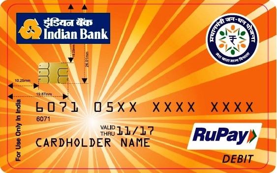 Indian Bank Debit Cards 3 Rupay PMJDY