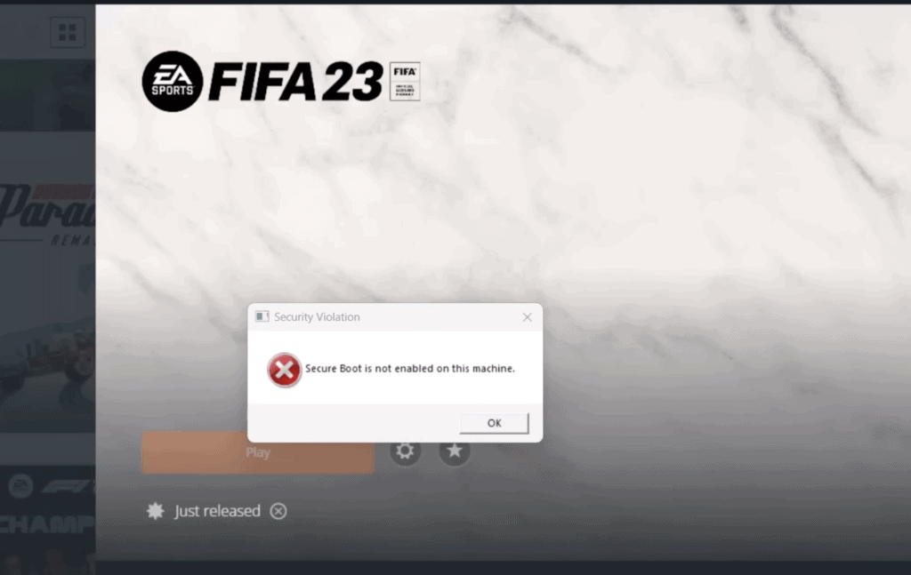 How to fix Secure Boot is not enabled on this machine error in FIFA 23