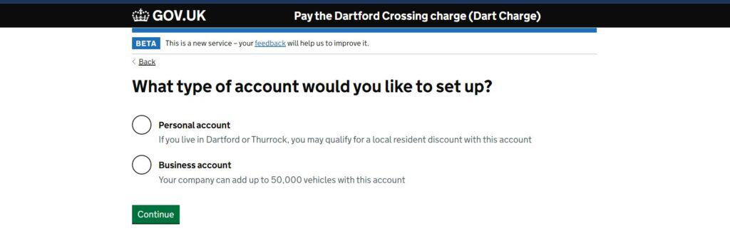 How To Setup Dart Charge Account 5 Select Account Type2