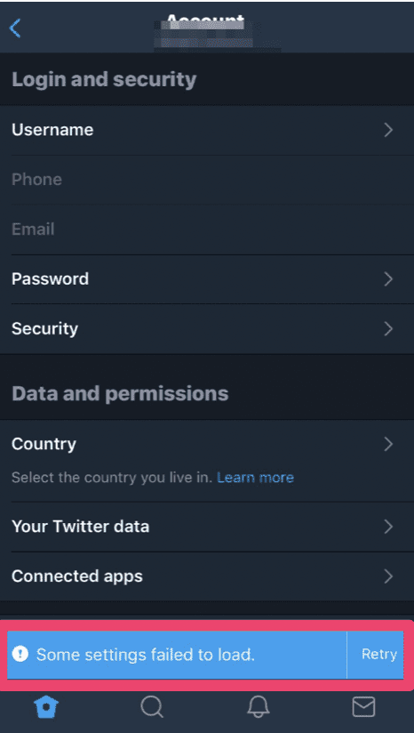 How to Fix "Some Settings Failed to Load" on Twitter 1 Some Settings Failed to Load twitter