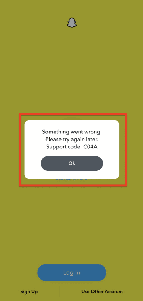 Fix: Support Code c04a Snapchat 2 Something went wrong, please try again later Support Code C04a