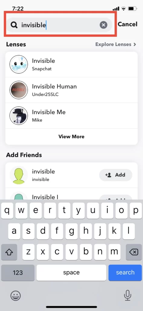 How to Use or Remove Invisible Filter on Snapchat? 3 Step 3 Search Invisible
