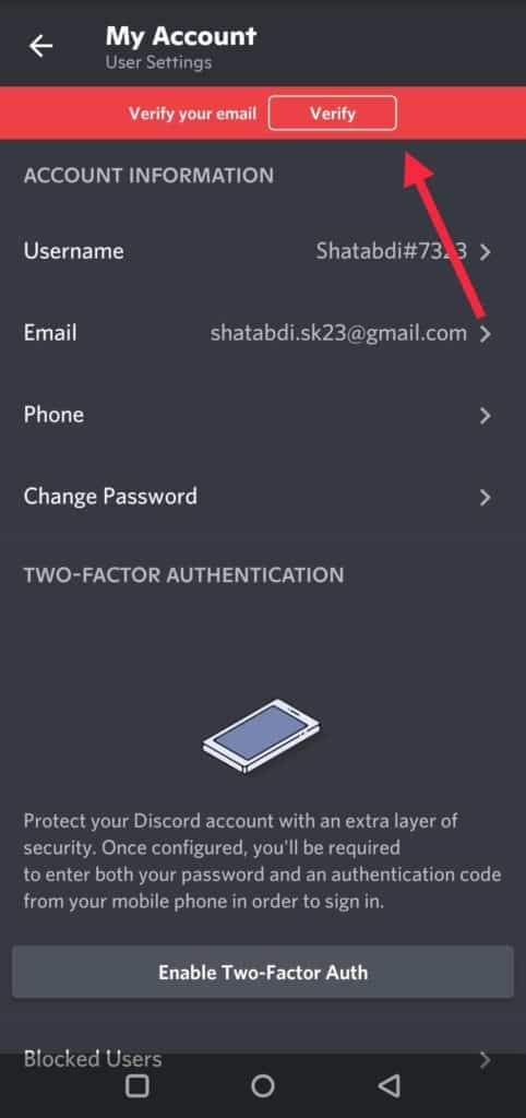 What Does "Channel Verification Level is Too High" Mean? 4 Step 3Tap on Verify your email