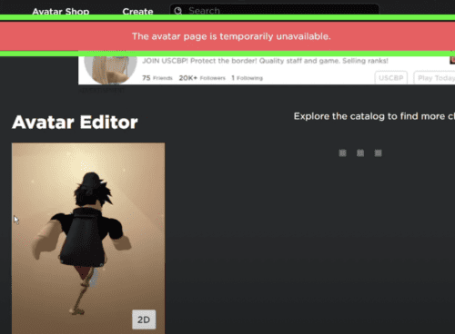The Avatar Page Is Temporarily Unavailable Roblox