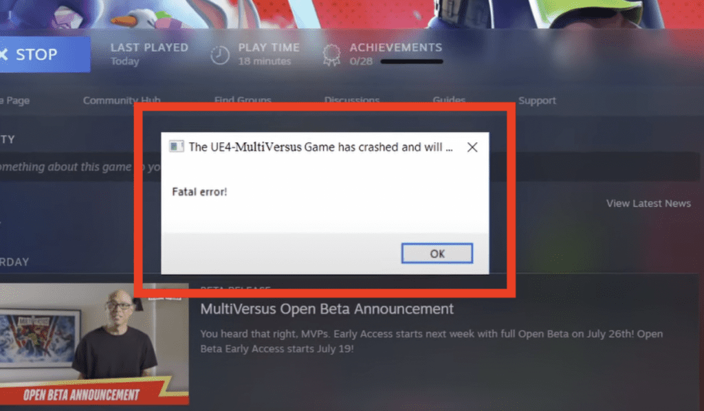 Fix: The UE4-MultiVersus Games has crashed Fatal Error 2 The UE4-MultiVersus Games has crashed