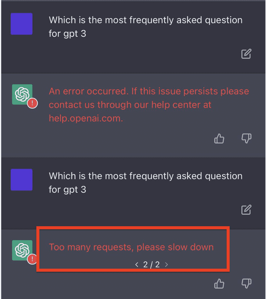 an error occurred. If this issue persists please contact us through our help center at help.openai.com