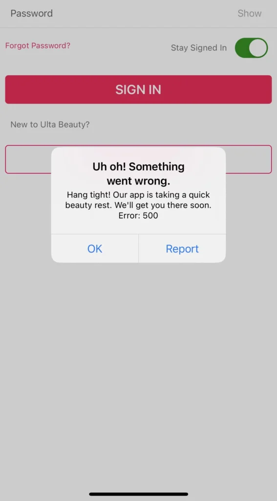 How To Fix "Error 500 Internal Server Error" on Ulta App 1 Ulta app error 500 image