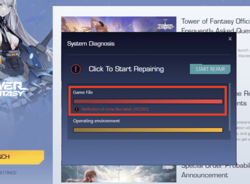 Verification of Some Files Failed Tower of Fantasy