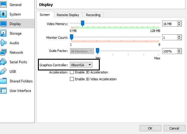 Virtual Box Failed to send Host Log Message Changind display setting