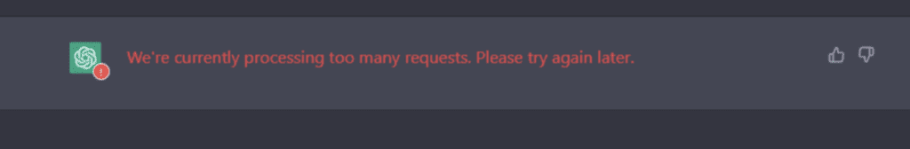 How to Fix "We're Currently Processing Too Many Requests Please Try Again Later" on ChatGPT 1 We're currently processing too many requests please try again later chatgpt