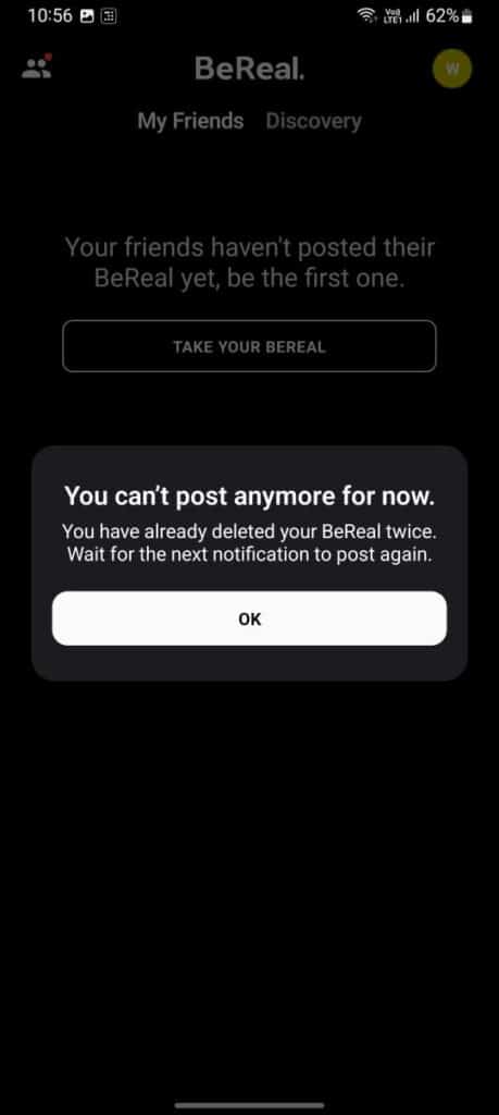 How to Fix "You Can't Post Anymore For Now" on BeReal 1 You Can't Post Anymore For Now bereal