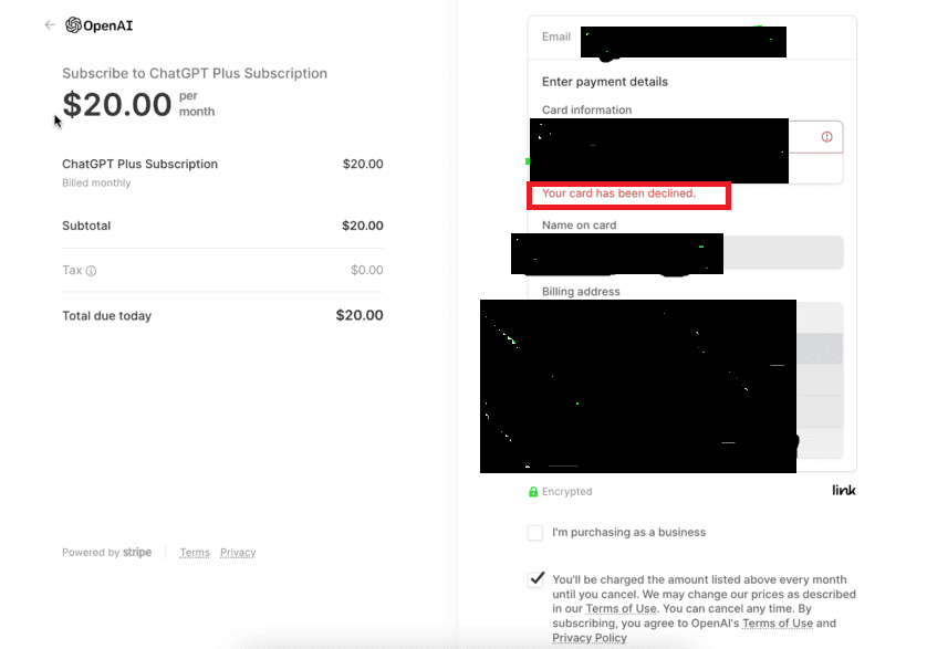 How to Fix "Your Card Has Been Declined" on ChatGPT 1 Your Card Has Been Declined ChatGPT
