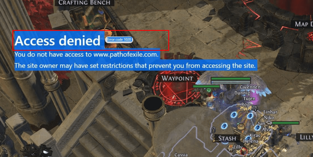 How to Fix Awakened Poe Trade Error Code 1020 Access Denied 1 awakened poe trade error code 1020
