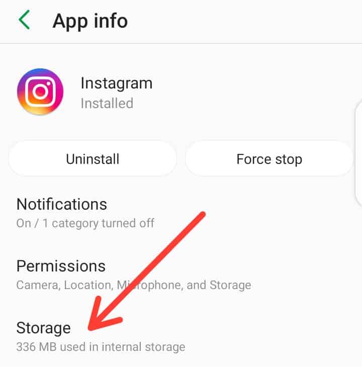 How To Fix Instagram Not Letting Me Follow People 4 click on storage option