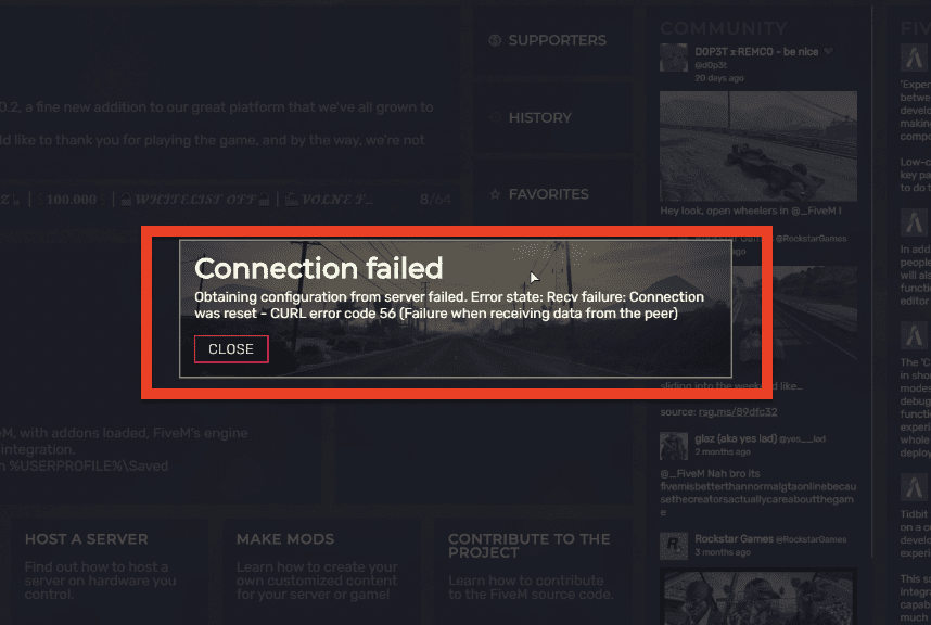 How to Fix FiveM CURL Error Code 56 1 curl error code 56 failure when receiving data from the peer fivem