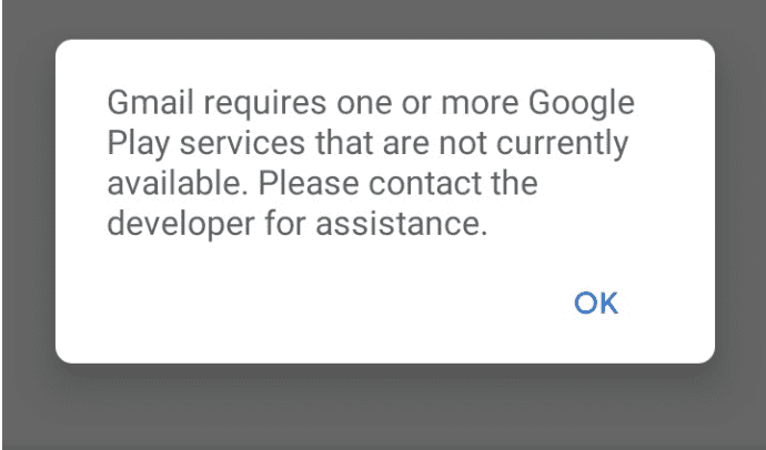 How to Fix Gmail Requires One Or More Google Play Services That Are Not Currently Available 1 gmail-requires-one-or-more-google-play-services-that-are-not-currently-available_Error