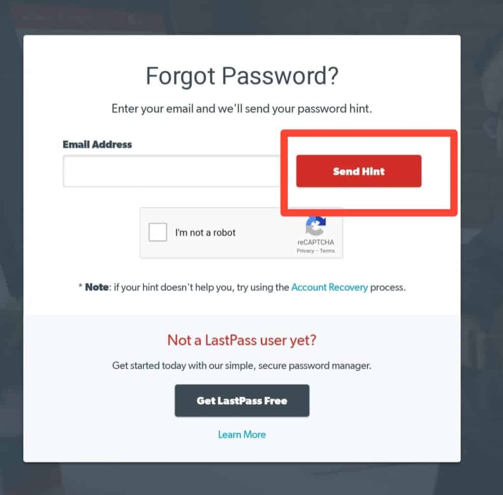 How to Fix LastPass Master Password Not Working 2 lastpass password hint option