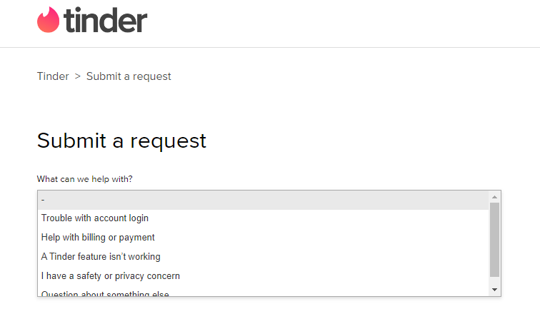 How To Fix There Was A Problem Deleting Your Tinder Account 2 request submit on Tinder