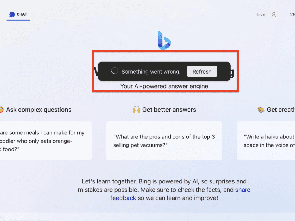How to Fix "Something Went Wrong" in Bing Chat 1 something went wrong bing chat