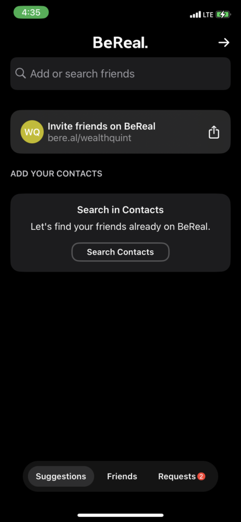 How to See Sent Friend Requests on BeReal 2 step 2 BeReal friends