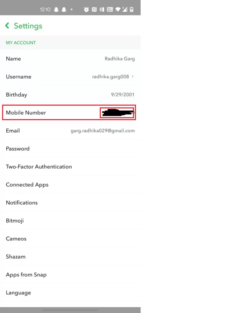 How to Remove Phone Number from Snapchat? 4 step 3 remove phone